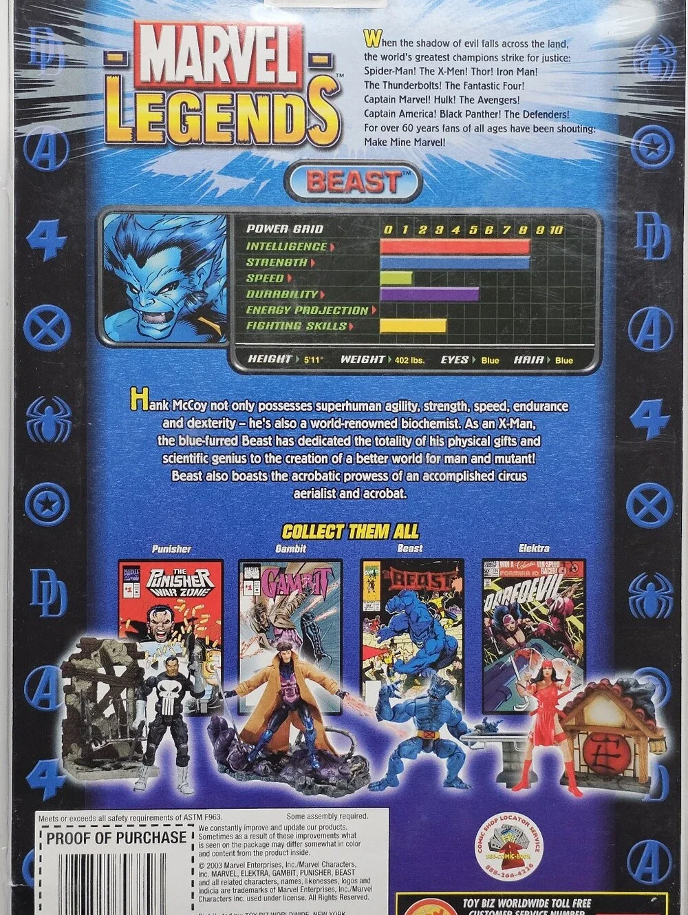 Beast Marvel Legends Series IV X-Men Action Figure w/ Comic Book & Stand 2003